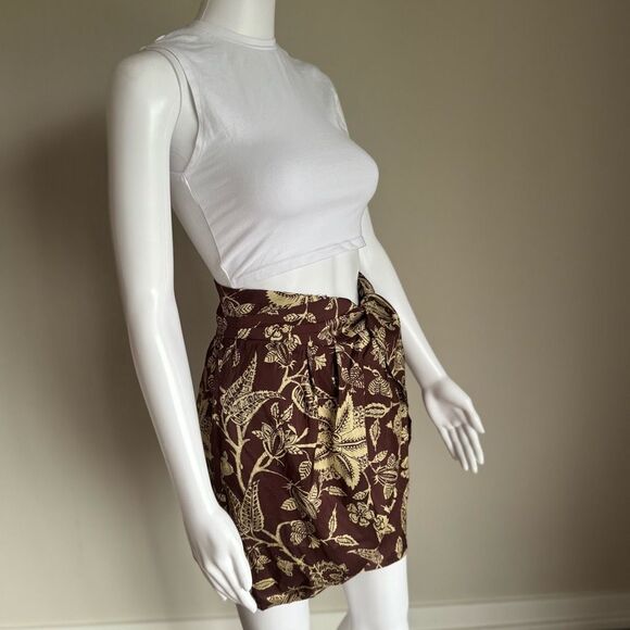 Isabel Marant Mini Skirt With Side Wrap Detail Brown White - Picture 1 of 5